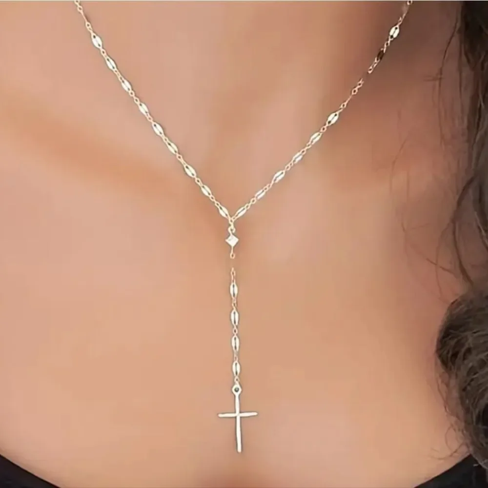 Ladies Elegant Silver Cross Necklace